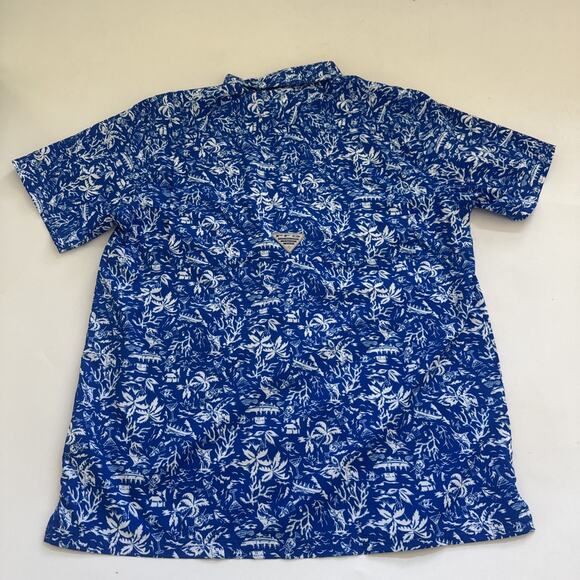 Columbia PFG Hawaiian Short Sleeve Shirt Button Up Hiking Fishing Medium Vented - Picture 5 of 10